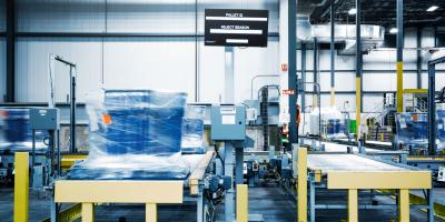 Pallettenlager mit Warehouse Management Software viadat bei Leclerc, Lebensmittelindustrie 