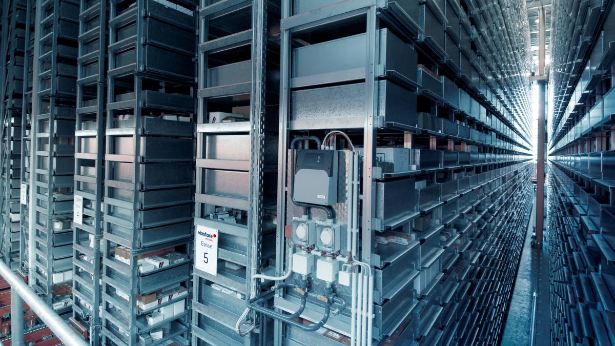 Sistemas de armazenamento de bandejas viastore na Hansa-Flex, Indústria de manufatura