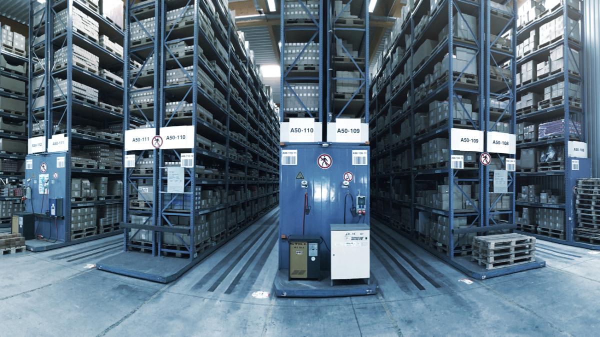 viastore pallet storage with WMS viadat at Verbindungselemente Engel, Retail