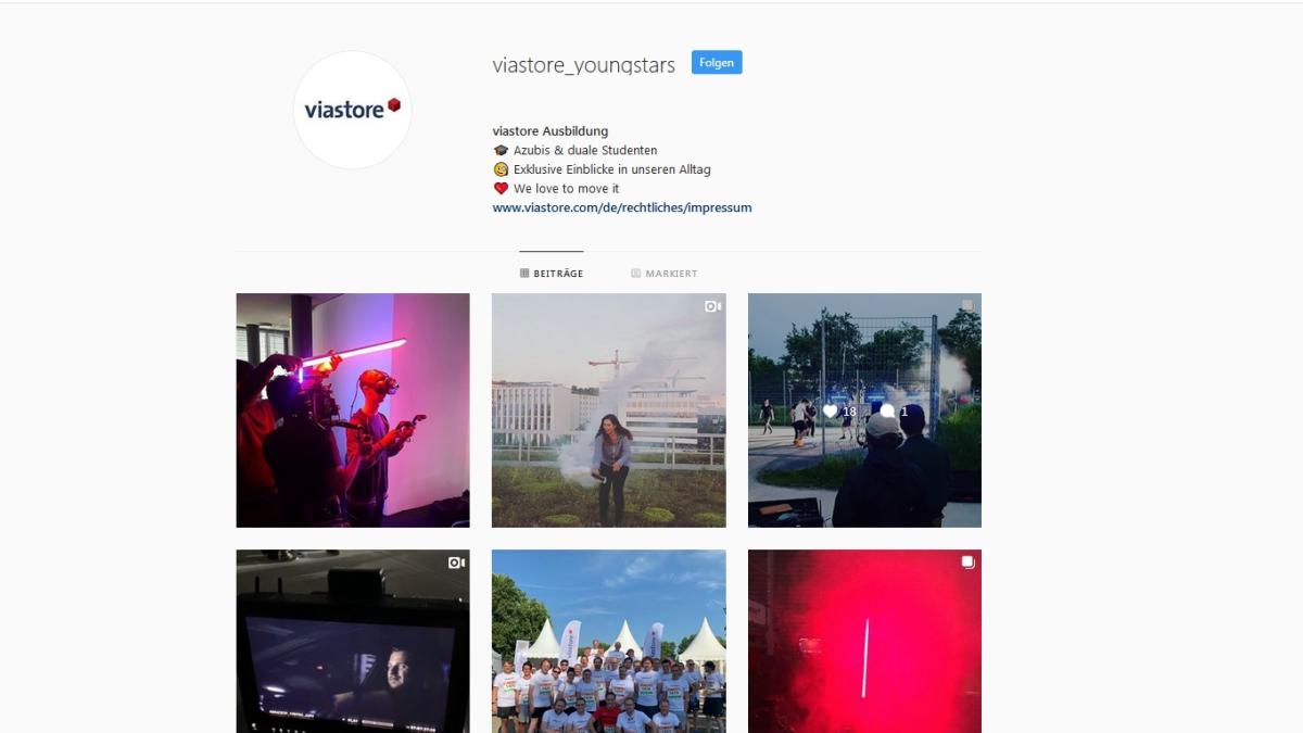 Instagram Account der viastore Azubis