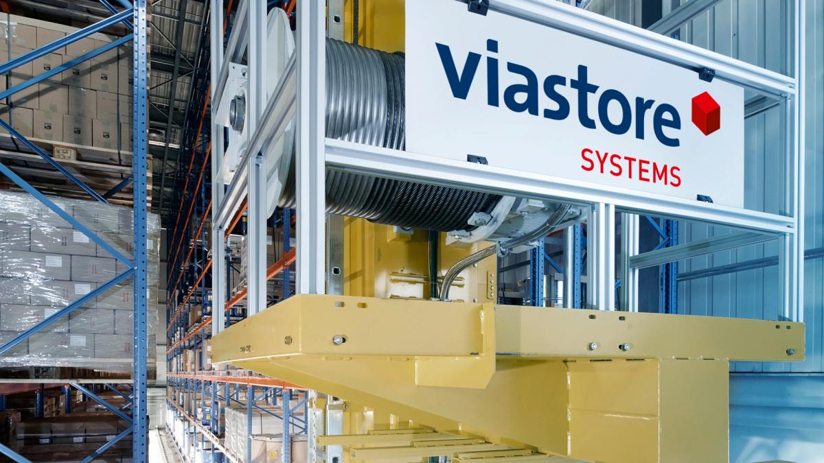 Úložný a vyhledávací systém Viastore ve vysokopodlažním skladu farmaceutického výrobce Medice