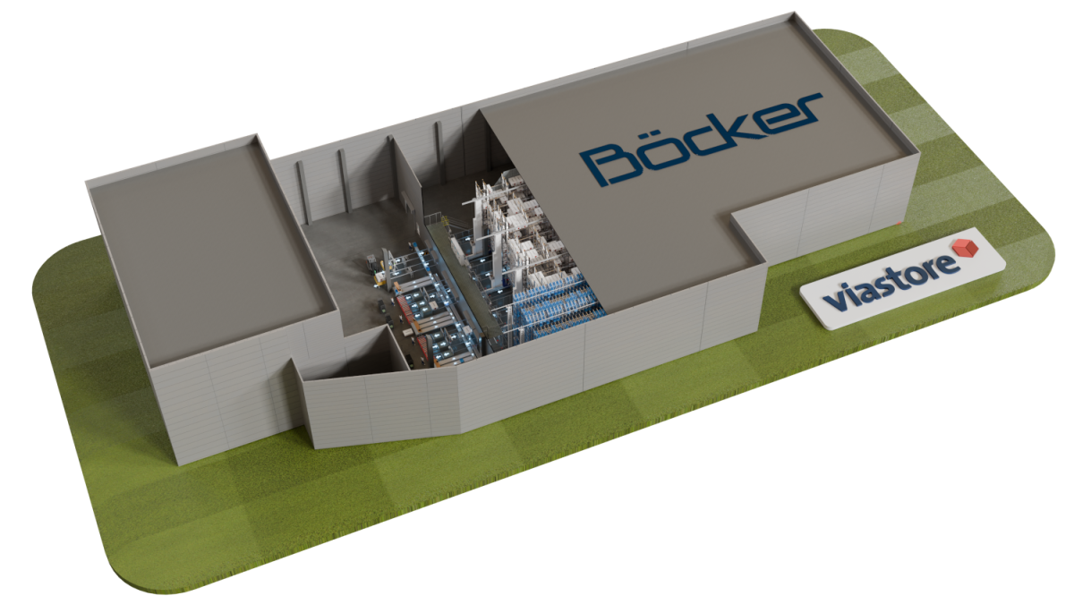 3D-Darstellung eines Lagers der Firma Böcker.