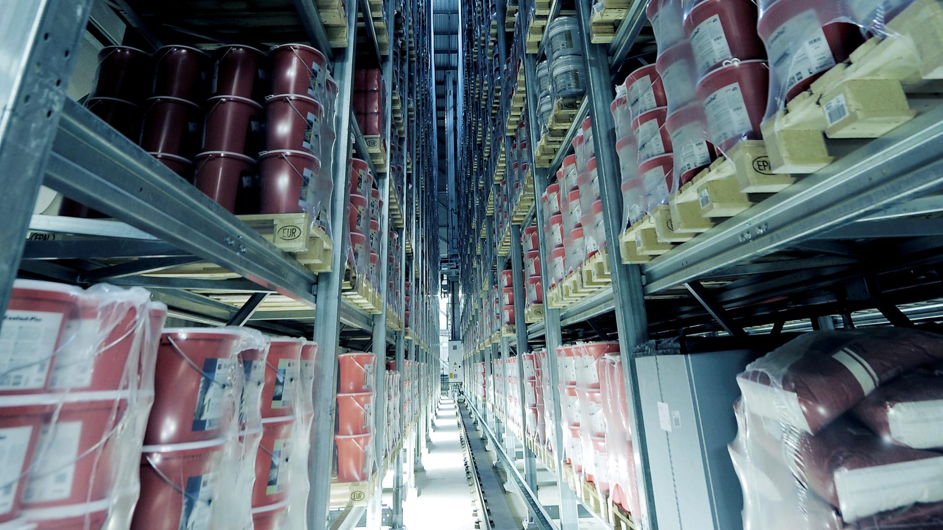 viastore storage and retrieval machine in the Keimfarben storage, Chemical Industry