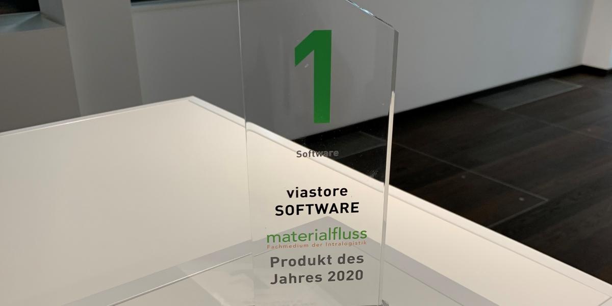 Award material flow PRODUCT OF THE YEAR 2020 for WMS viadat