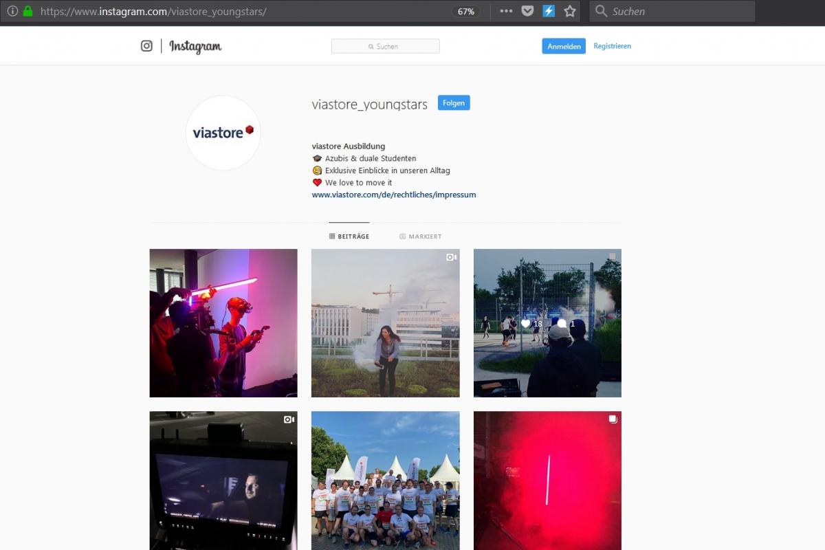 Instagram Account der viastore Azubis